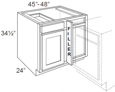 Providence White 45"-48" Blind Base Corner Cabinet